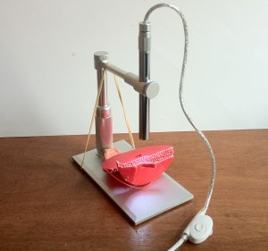 3d prints under a microscope